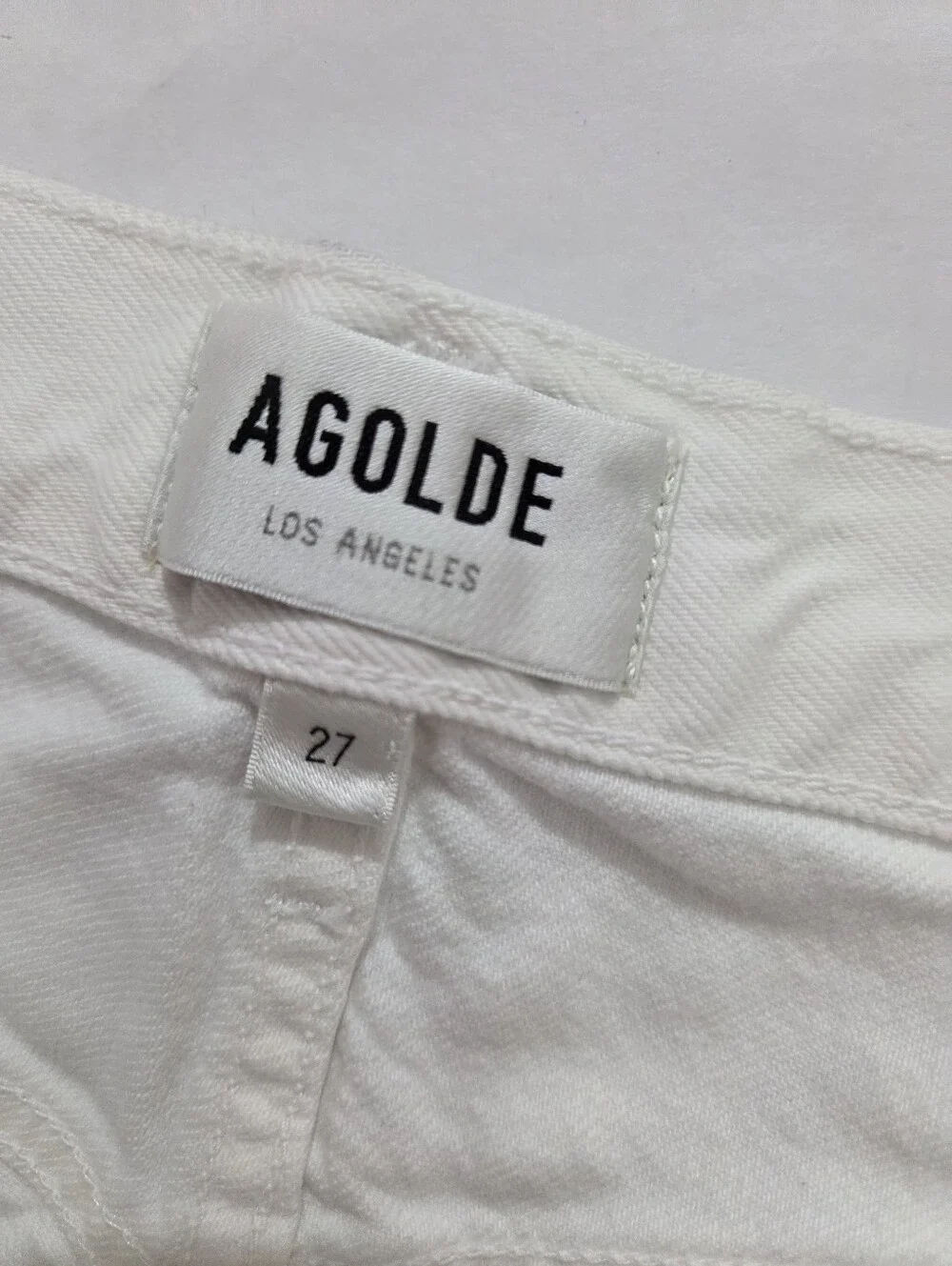 Agolde Parker Denim Jean Shorts in Dough White Boho Raw Hem Distressed Size 27